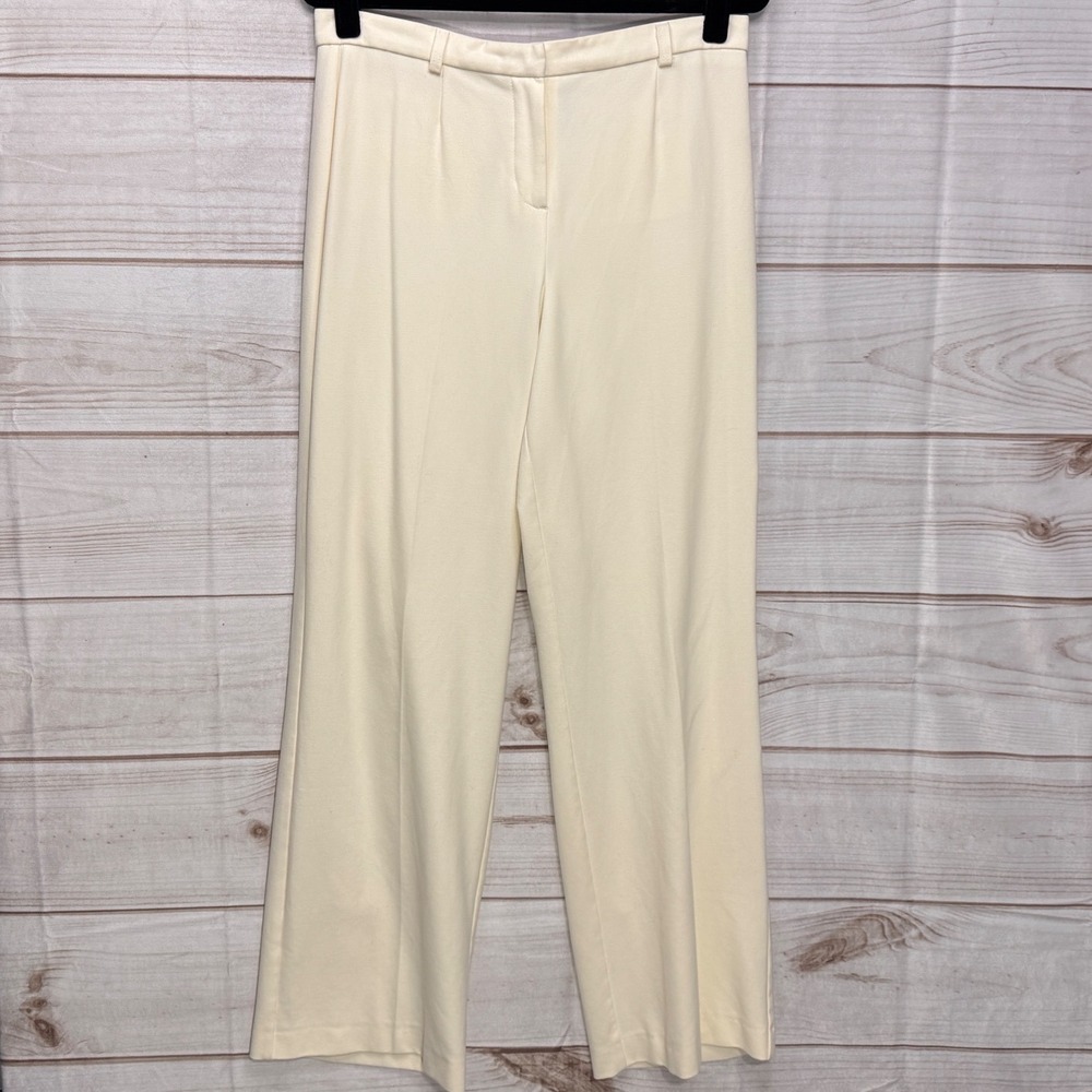 Liz Claiborne Tabitha Pants Womens 10 Cream Good Wide Leg Trousers Dress